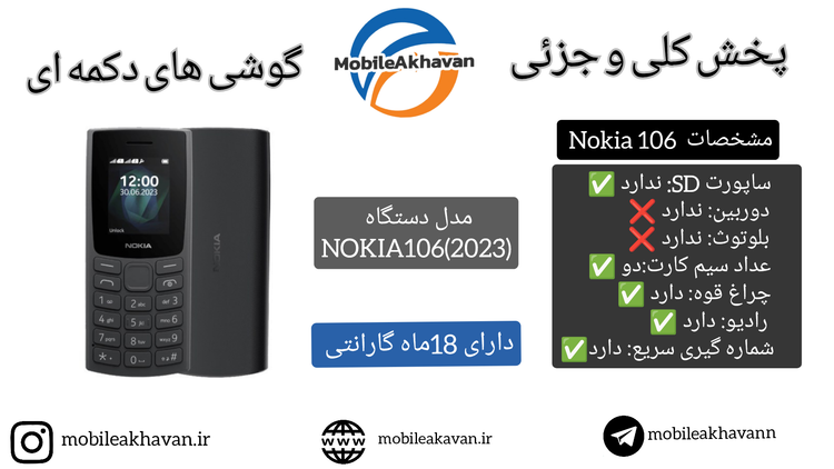 نوکیا ۱۰۶/۲۰۲۳⭕گارانتی 18 ماه⭕