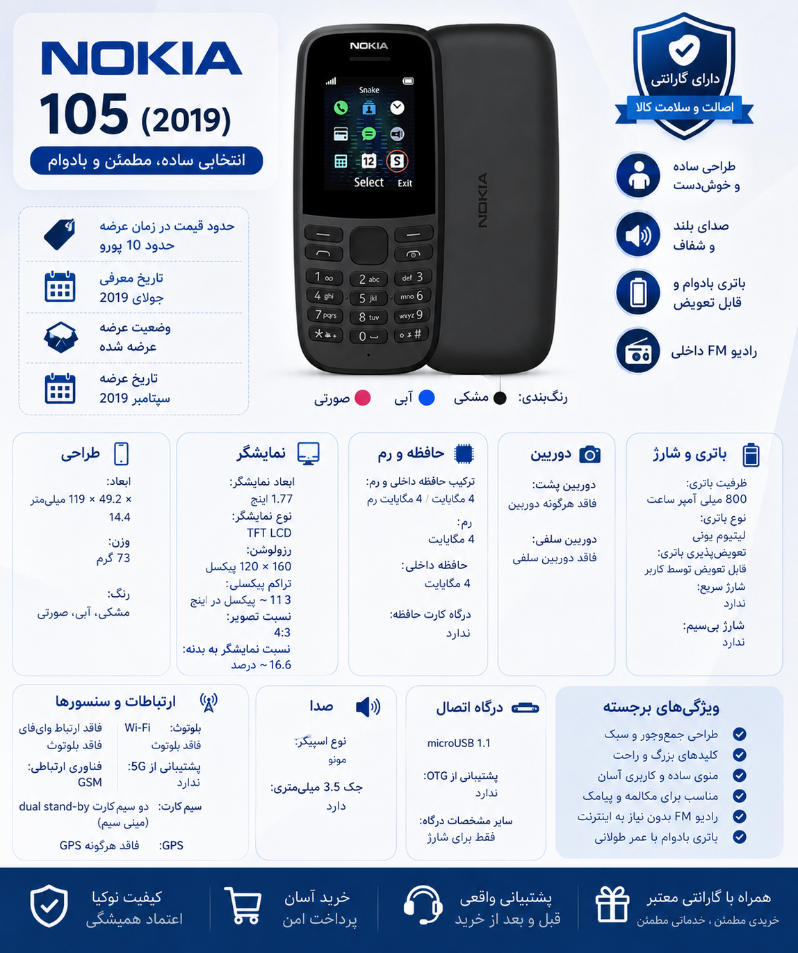 نوکیا 105/2019⭕ گارانتی 18 ماه⭕
