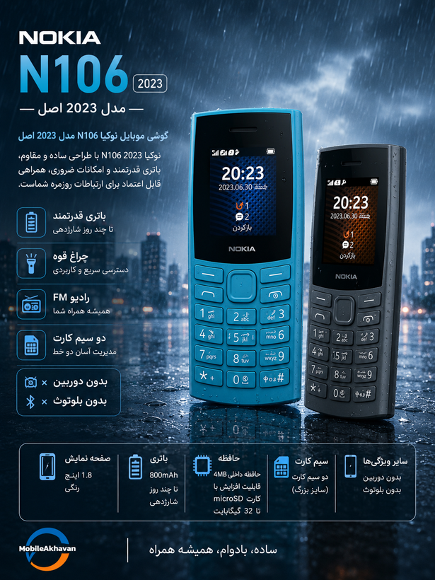 نوکیا 106/2023مونتاژ ایران تحت لیسانس نوکیا